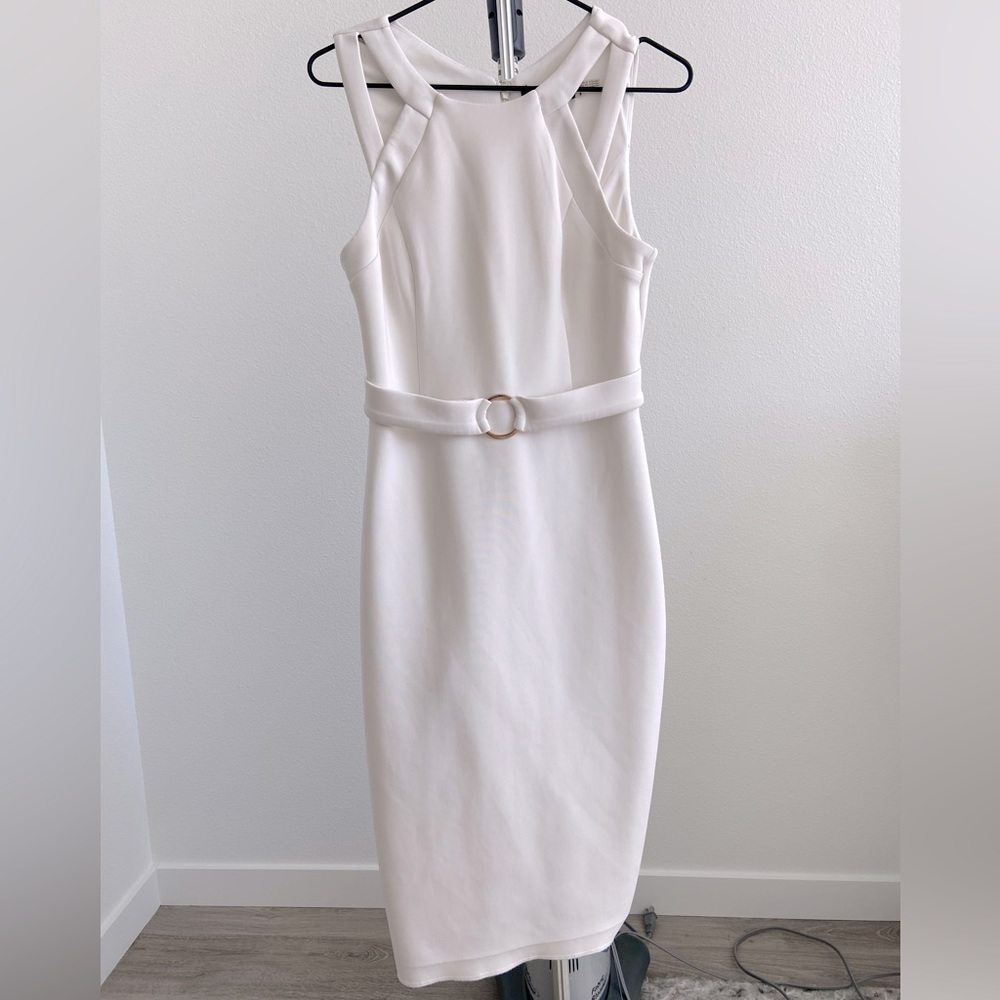 GUESS White Cinched Belt Dress Size 8